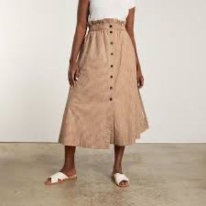 Everlane The Easy Button Front Skirt Burnt Orange Gingham XS